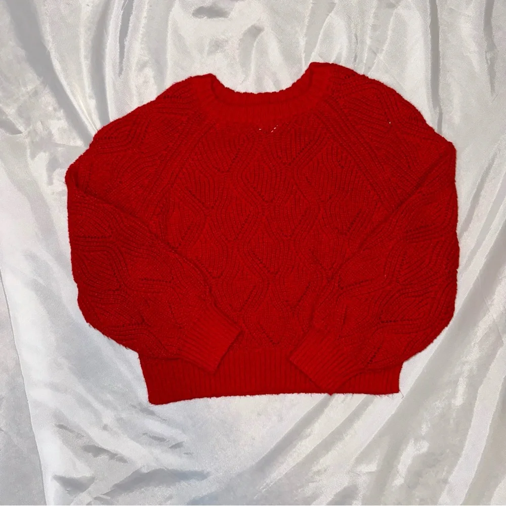 Old Navy Girls Size 6/7 Red Long Sleeve Knit Sweater Christmas Festive‎ Holidays